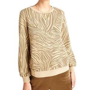 Anthropologie Dolan Left Coast Tiger Stripe Sweatshirt Pullover Tan Brown XS